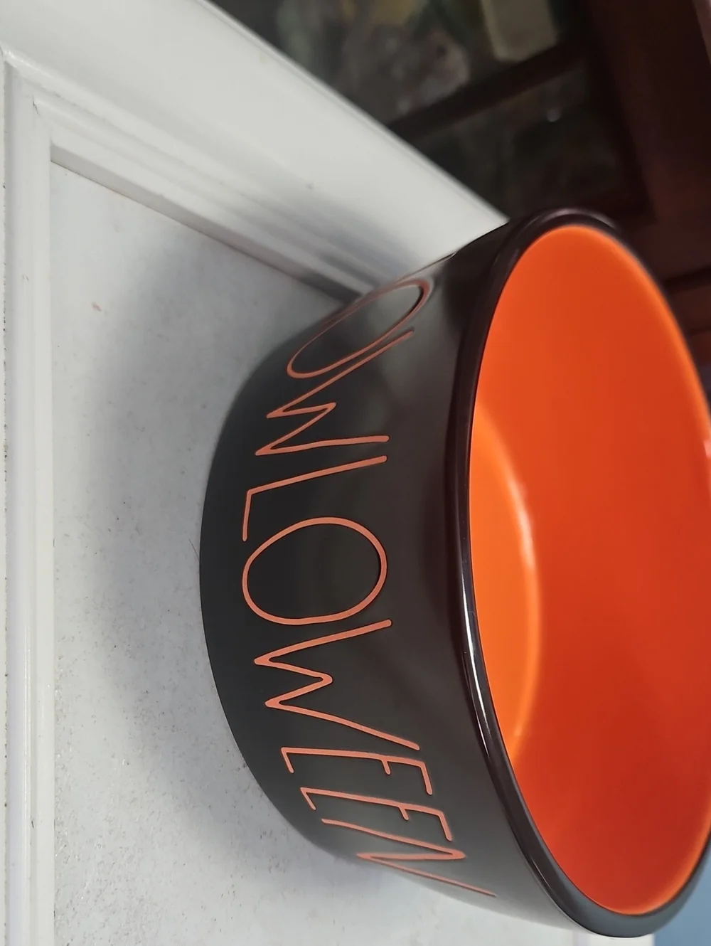 Rae Dunn Howloween Black Exterior with Orange Interior Bowl